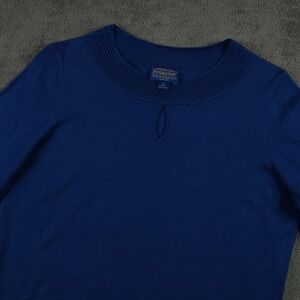 Pendleton Sweater Womens S Petite Blue Silk Blend Half Sleeve Keyhole Neck